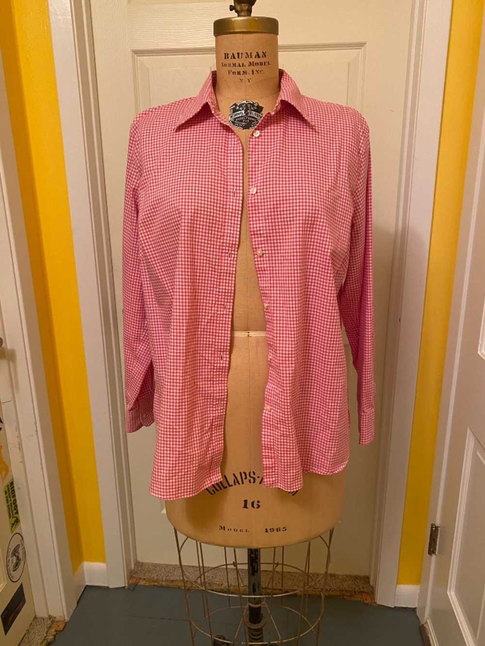 Pink and white checked blouse, size 1x